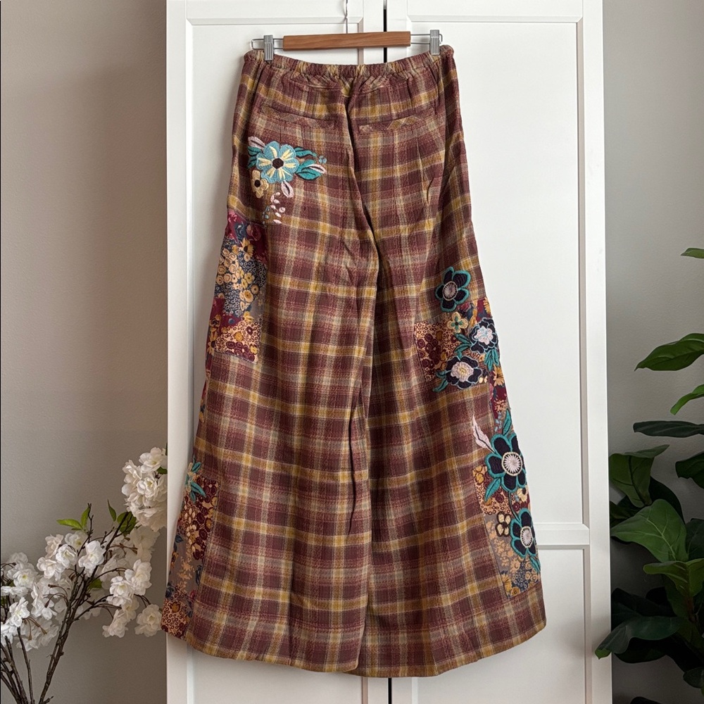 NWT Free People Brooks Embroidered Wide Leg Patchwork Pants, S - Picture 13 of 16